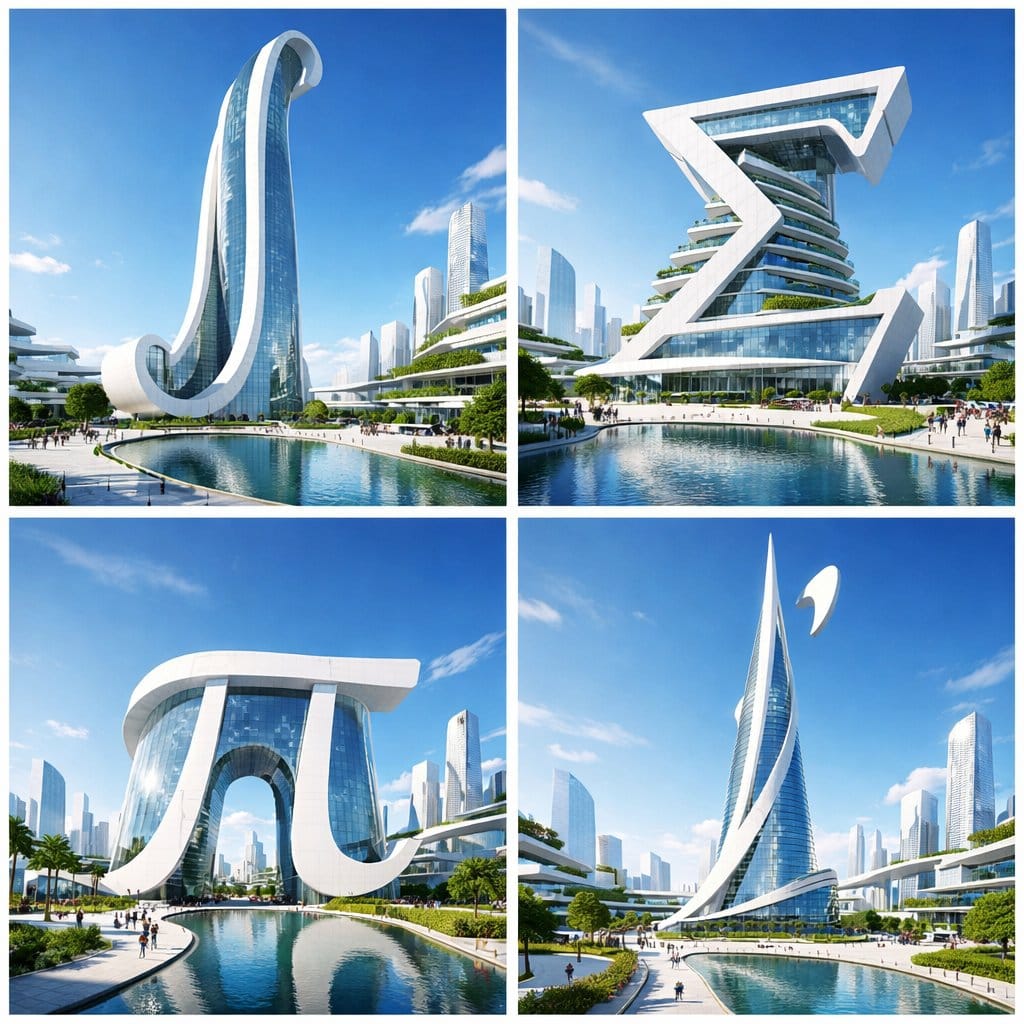 微积分符号：未来主义建筑地标设计