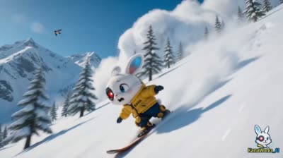 无人机视角:雪崩追逐下的极限滑雪兔