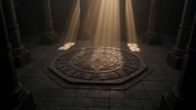 电影级史诗镜头:神圣寺庙曼陀罗缓慢下降