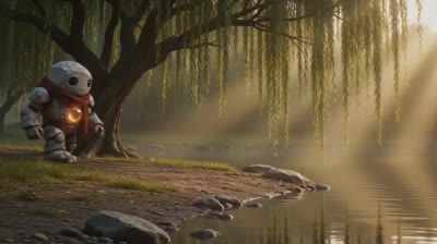 黑暗奇幻魔像与精灵:15秒电影级动画序列