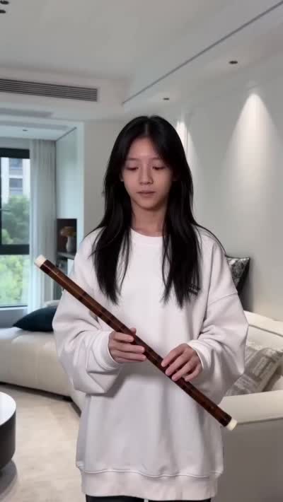 长笛女孩变身创意视频:写实光影与华丽服饰的视觉盛宴