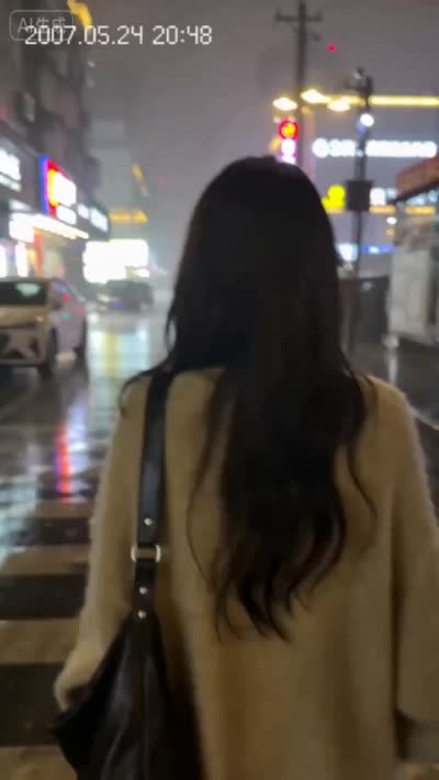 2007复古手机镜头:雨夜霓虹下的心动邂逅