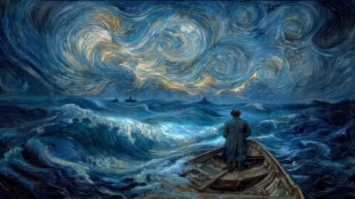 梵高星空艺术视频创作提示词 - 沉浸式绘画风格场景