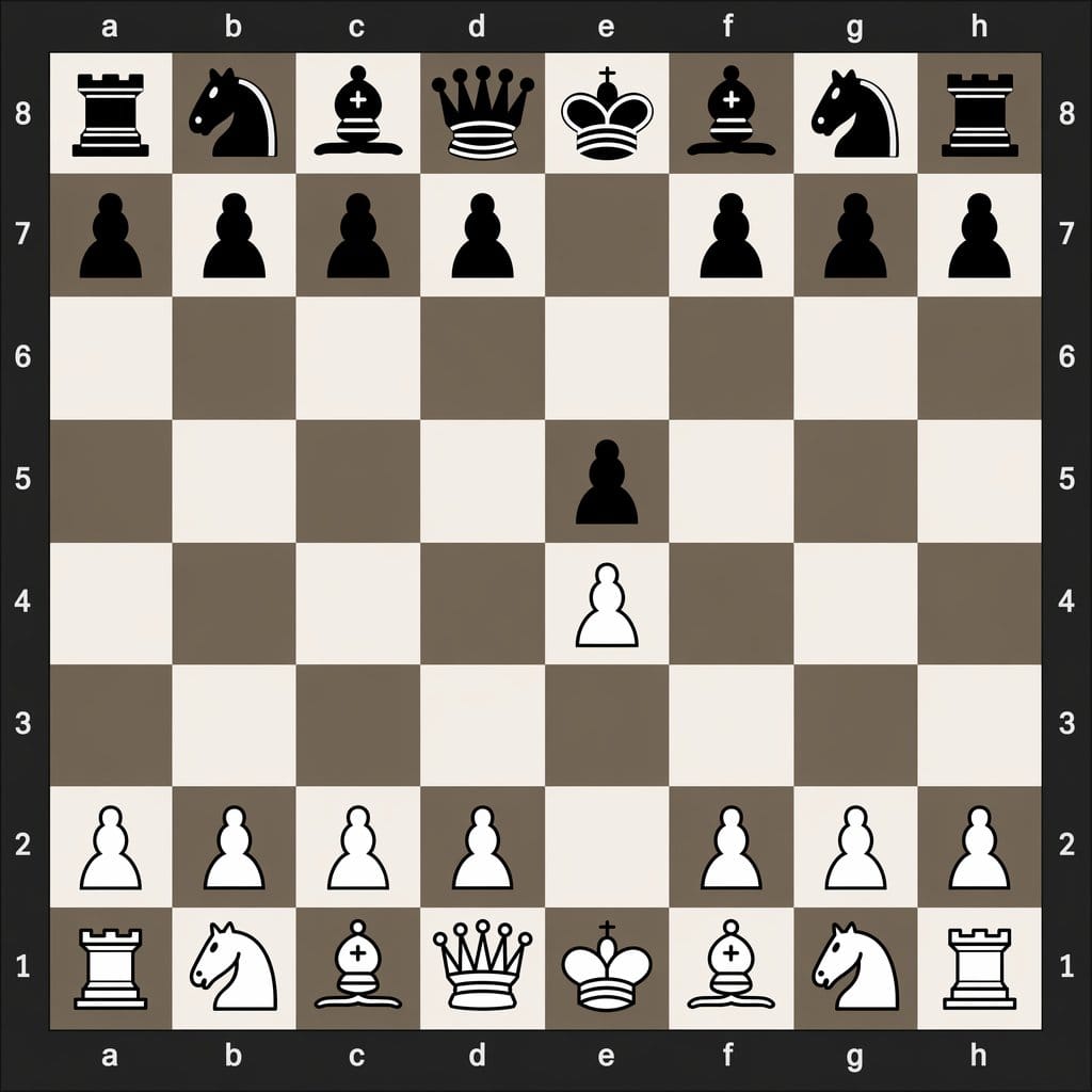 国际象棋开局图解：1.e4 e5 标准棋盘