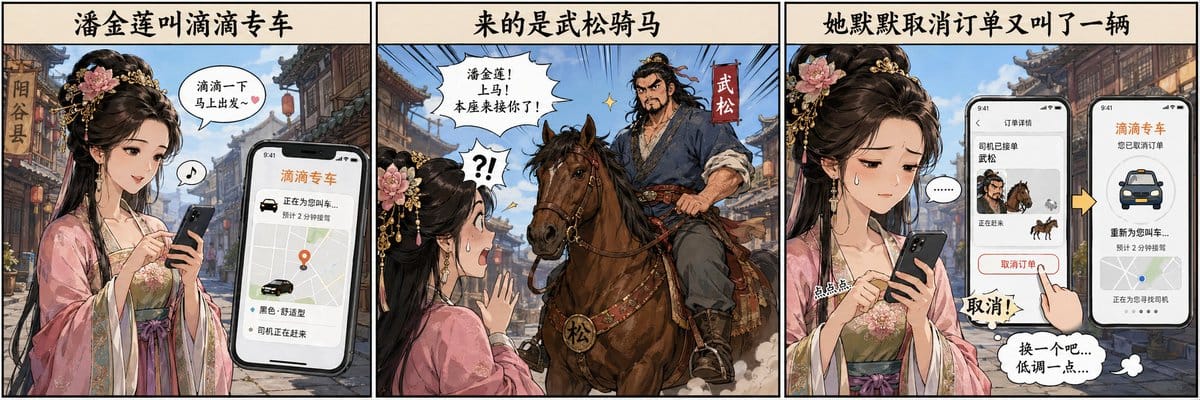 潘金莲叫滴滴遇到武松骑马：古代穿越爆笑梗