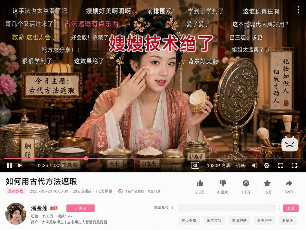 潘金莲古风美妆教程：弹幕刷屏遮瑕神技