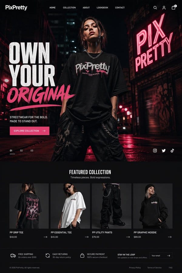 霓虹街头潮牌落地页 | OWN YOUR ORIGINAL