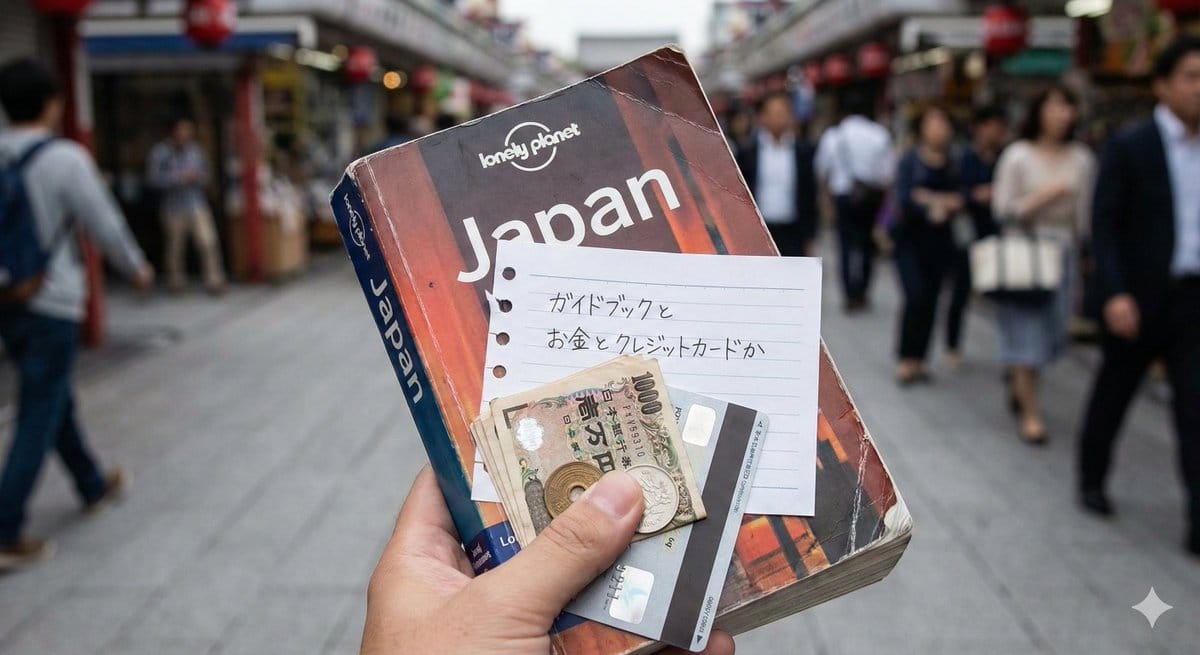 旅行必备三件套：导游书、金钱与信用卡的静物美学