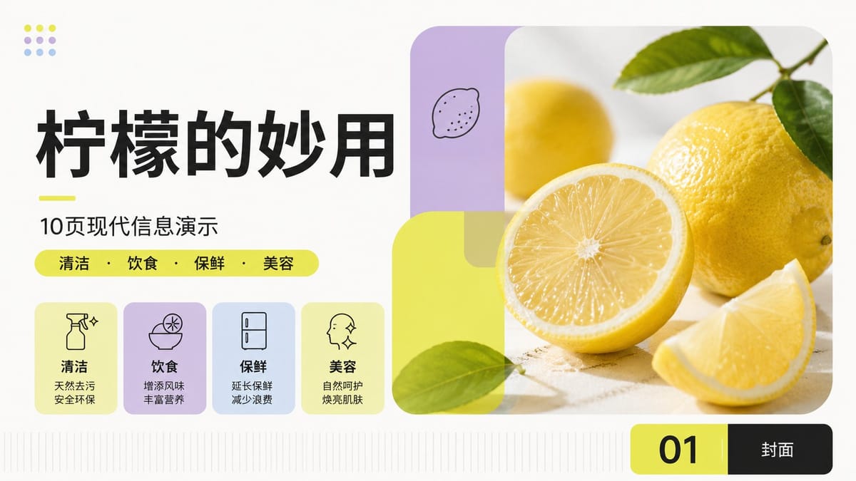 瑞士国际主义柠檬主题PPT设计系统｜现代模块化排版视觉方案