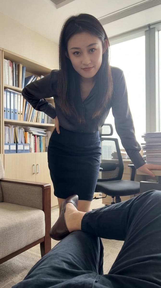 iPhone手持第一人称：办公室强势女性真实视频