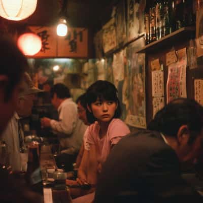 年轻女性日式居酒屋-电影胶片