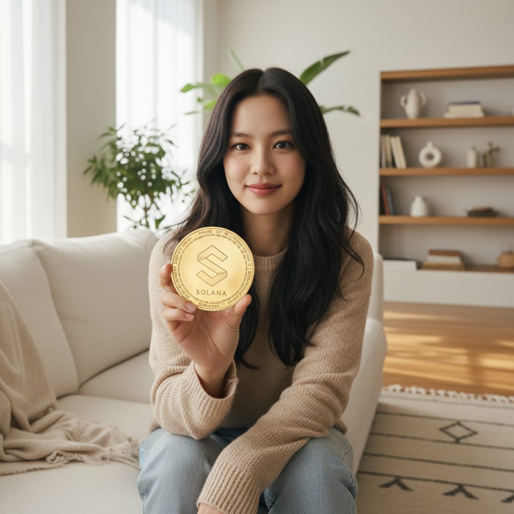 Jisoo手持Solana币创意图像生成