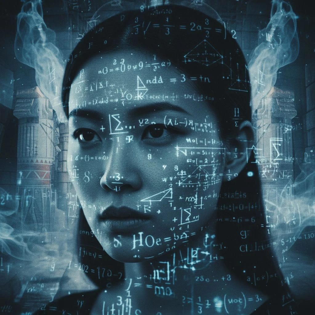 赛博朋克数学投影:韩国女孩面部光影特效