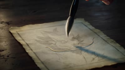 奇幻金龙：手稿素描蜕变3D动画特写