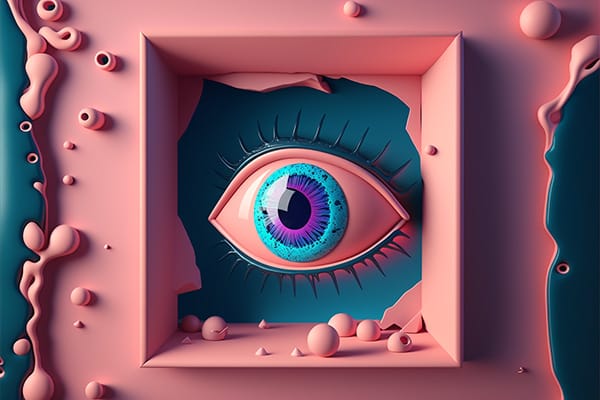 极简3D浮空眼眸插画