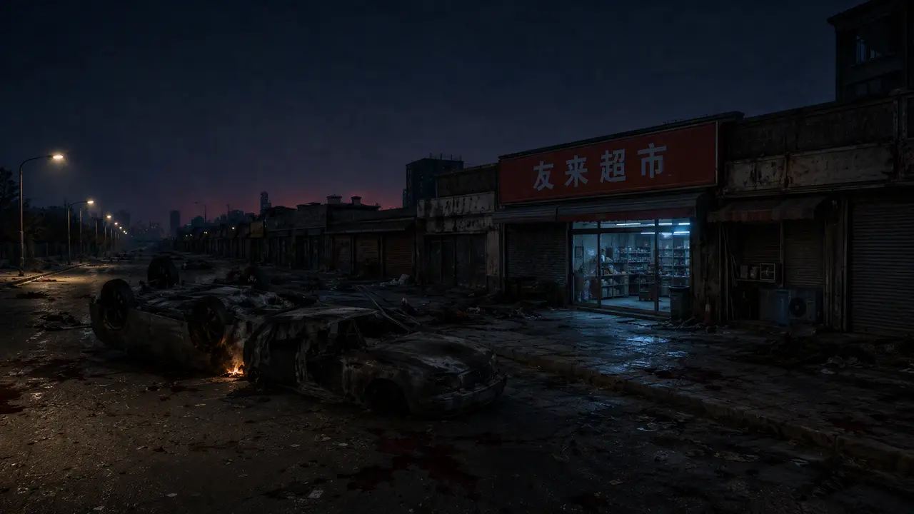 真假丧尸电梯相遇,并对起了暗号~~《末日殖民计划》03|超市外景 - 副本