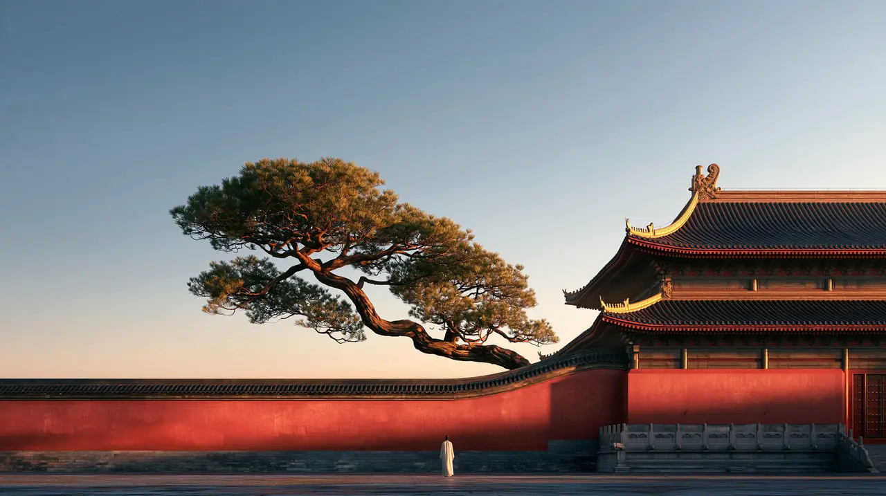 大明风华丨中式建筑美学风格｜朱墙古松·门隙孤影