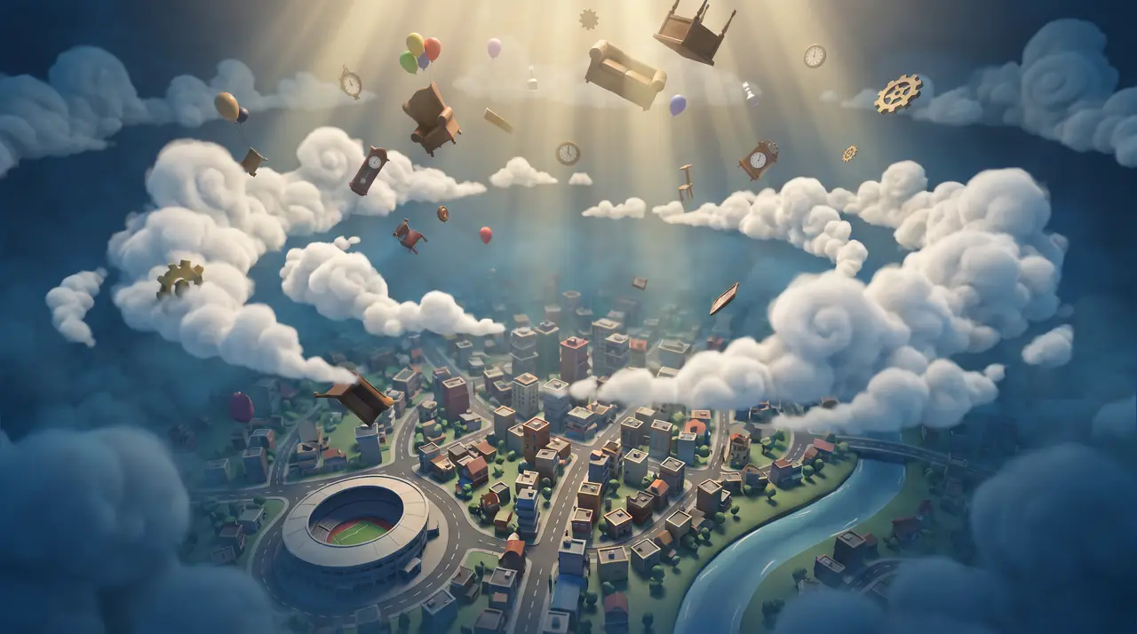 失重-引力反转｜场景卡 · 高空俯瞰（天空漂浮视角）