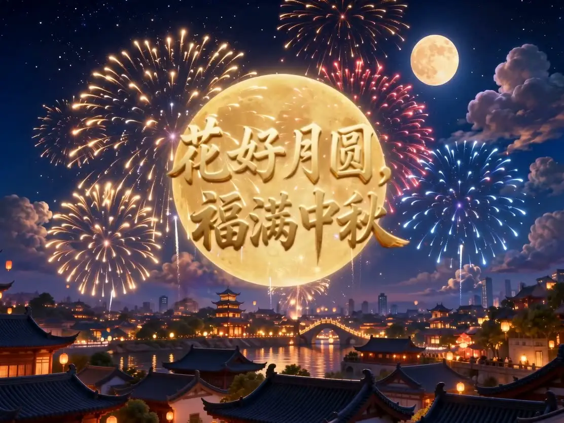 花好月圆，福满中秋，愿您团圆美满！｜S04-艺术字定格收尾