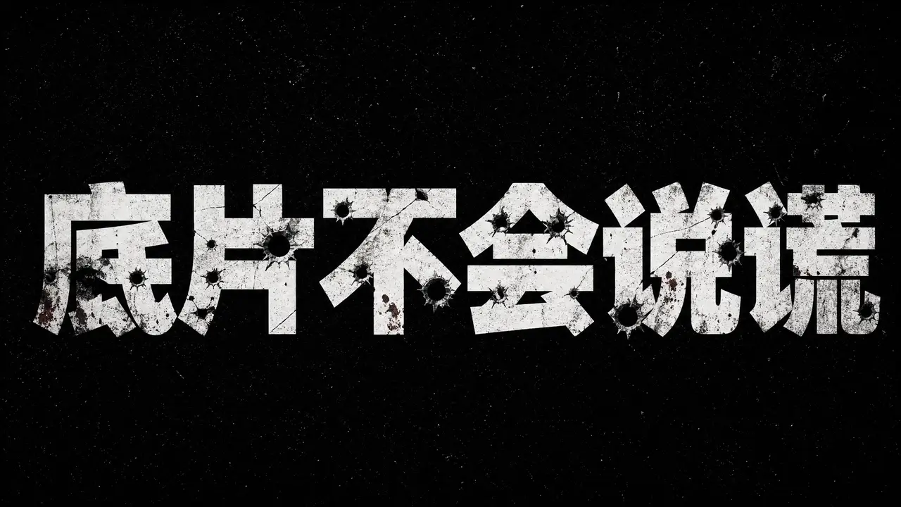 底片不会说谎｜底片不会说谎·黑底白字弹孔字体·横版
