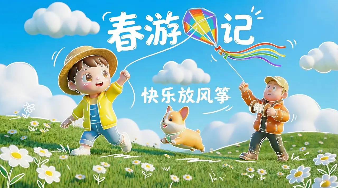3D插画儿童治愈插春游短片｜图片节点 39