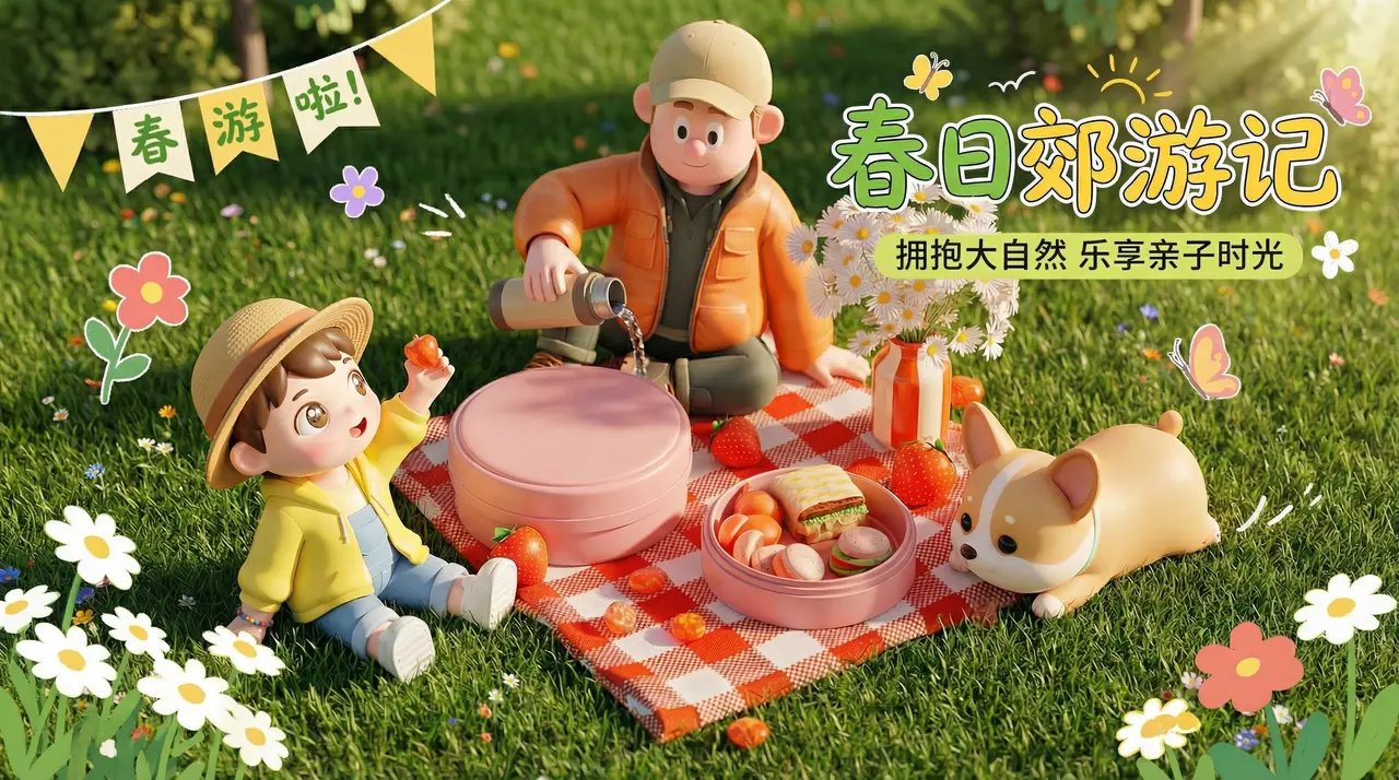 3D插画儿童治愈插春游短片｜图片节点 50