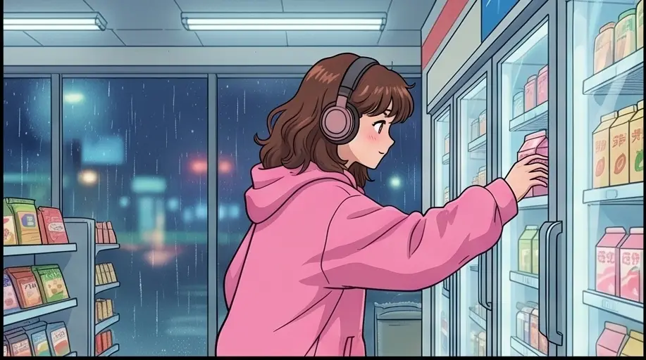 《3:00 AM 便利店》🍓复古像素风牛奶广告|宫格生图 1-1