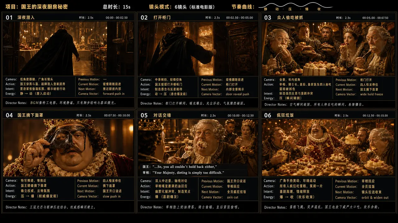 国王减肥计划|故事板模板|全能动态分镜故事板