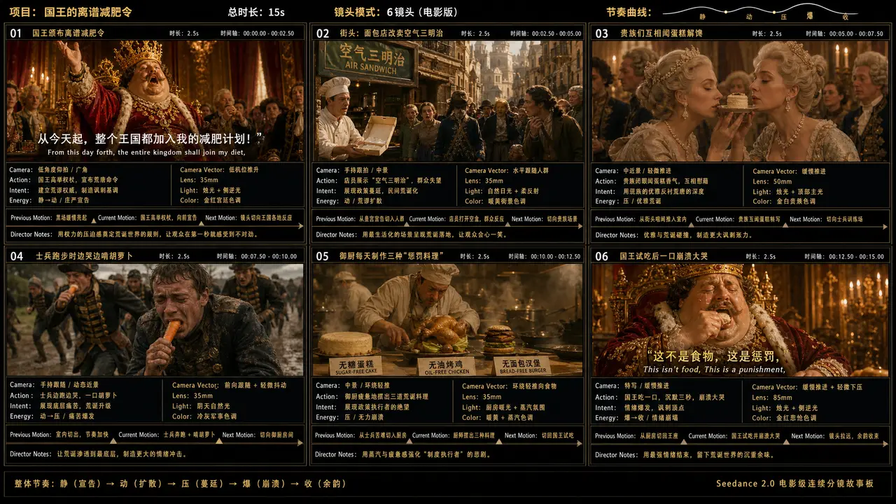 国王减肥计划|故事板模板|全能动态分镜故事板