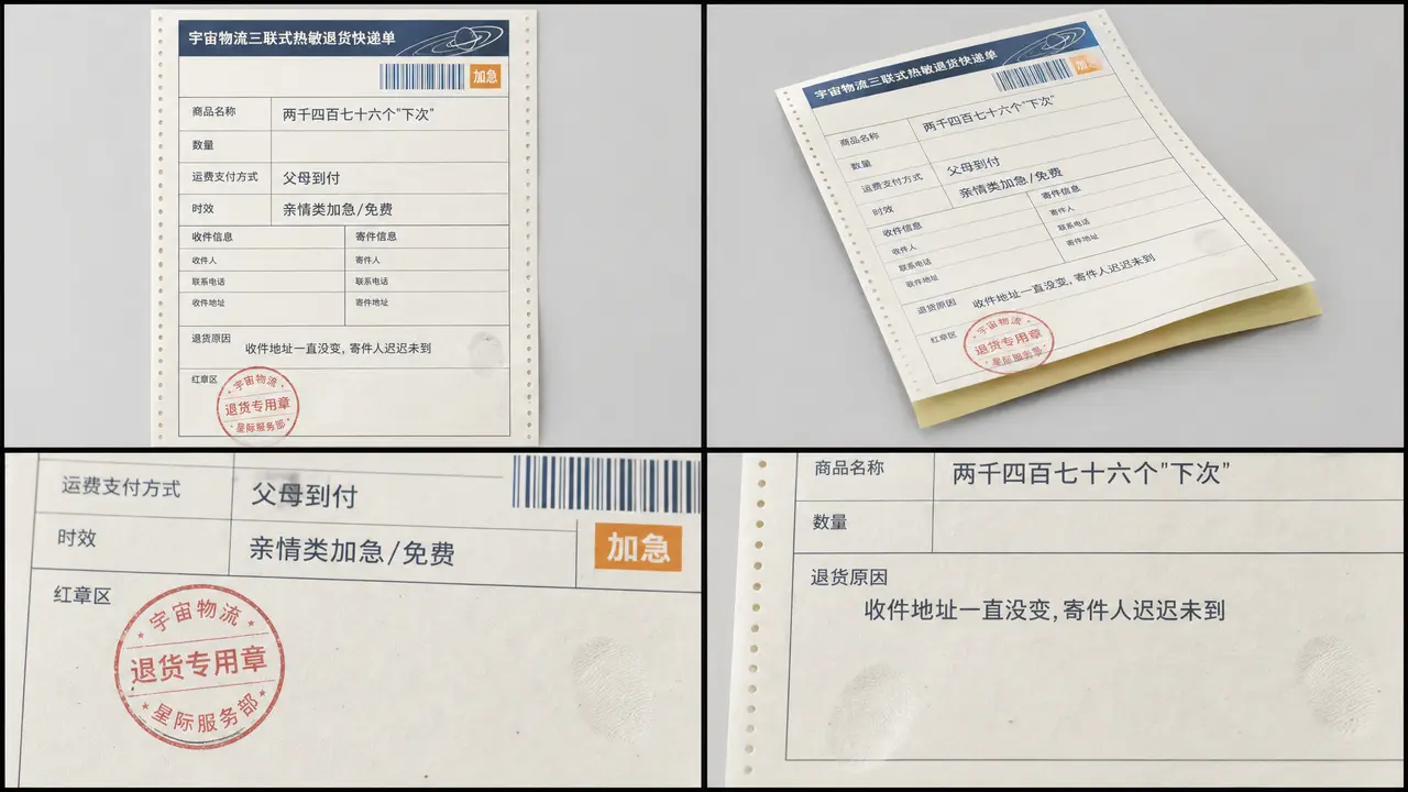您寄的2476个“下次”已退回|PROP-009_加急退货快递单