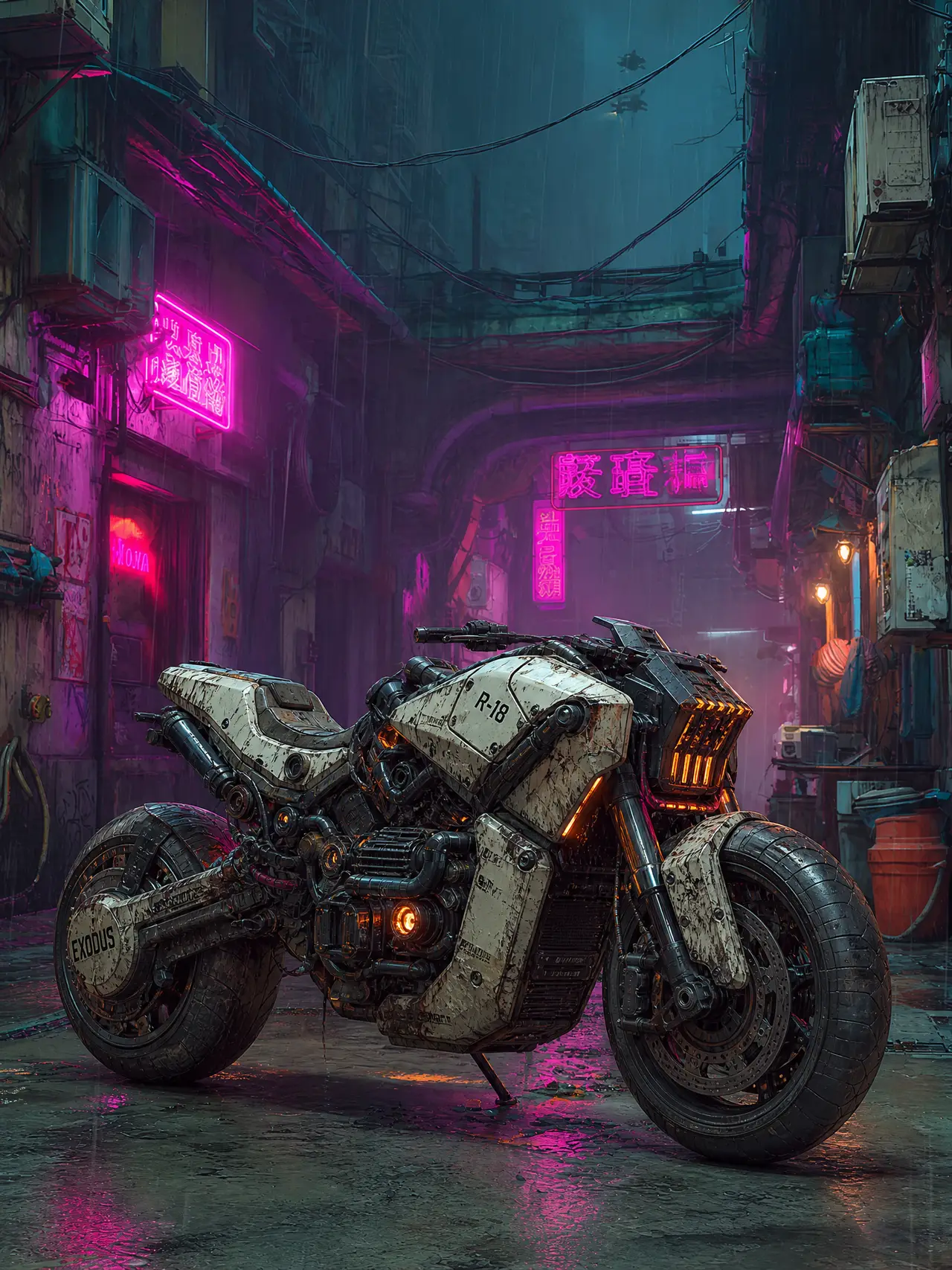 🏍️ 霓虹燃尽，废土狂飙！紫发少女的机甲猎杀时刻！｜图片节点 2
