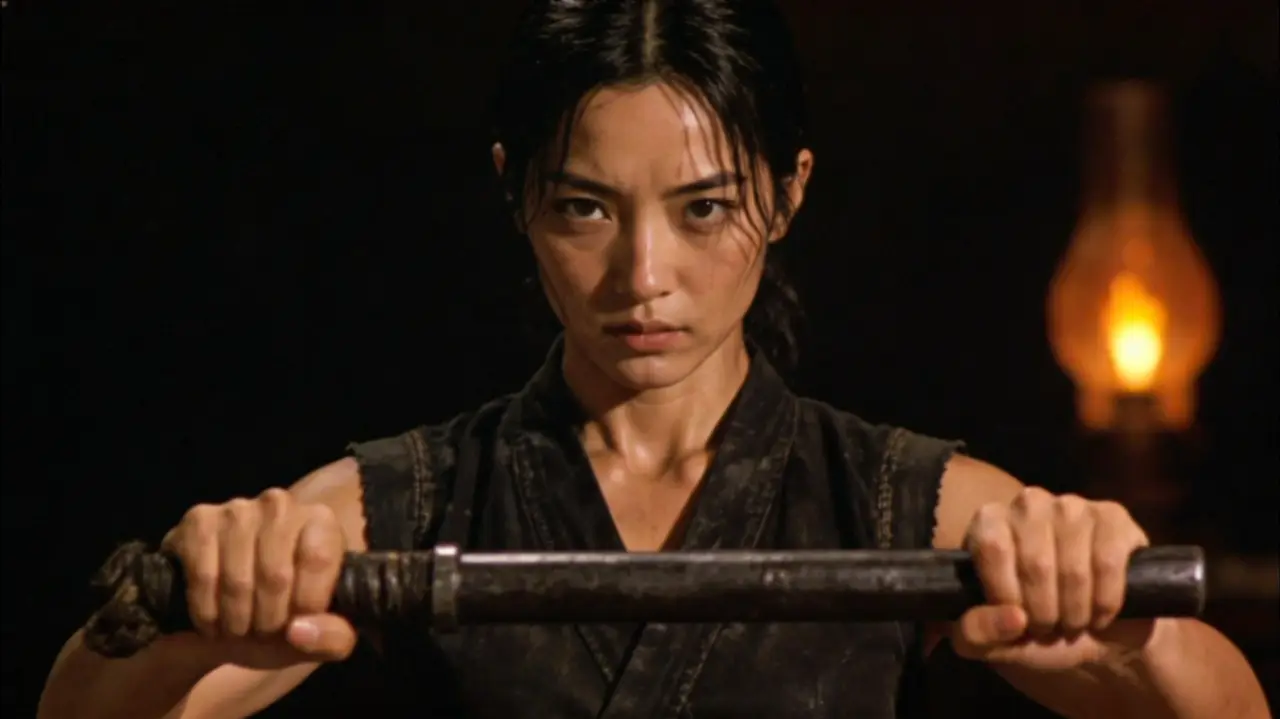 张彻|邵氏硬派武侠《赤金御押·铁血》|安九双手持铁棍特写_武器锚点确认