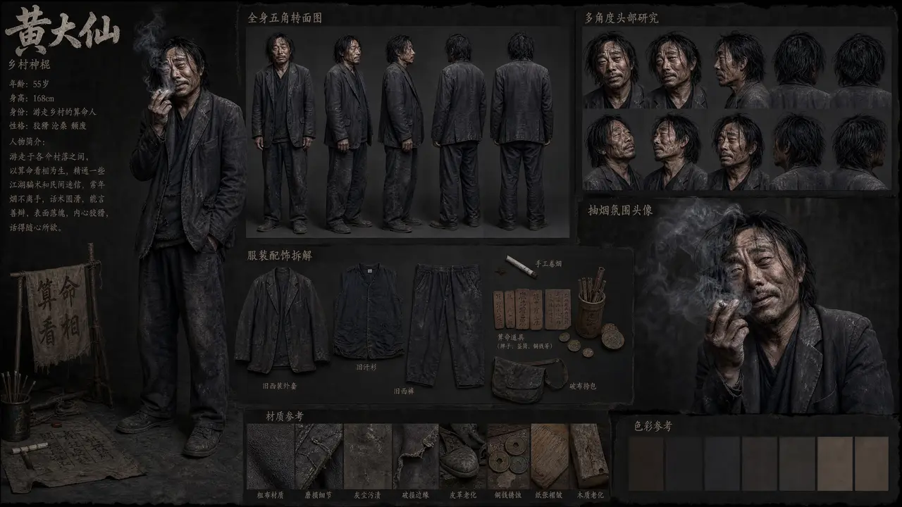 《黄大仙》先导片|角色设定图