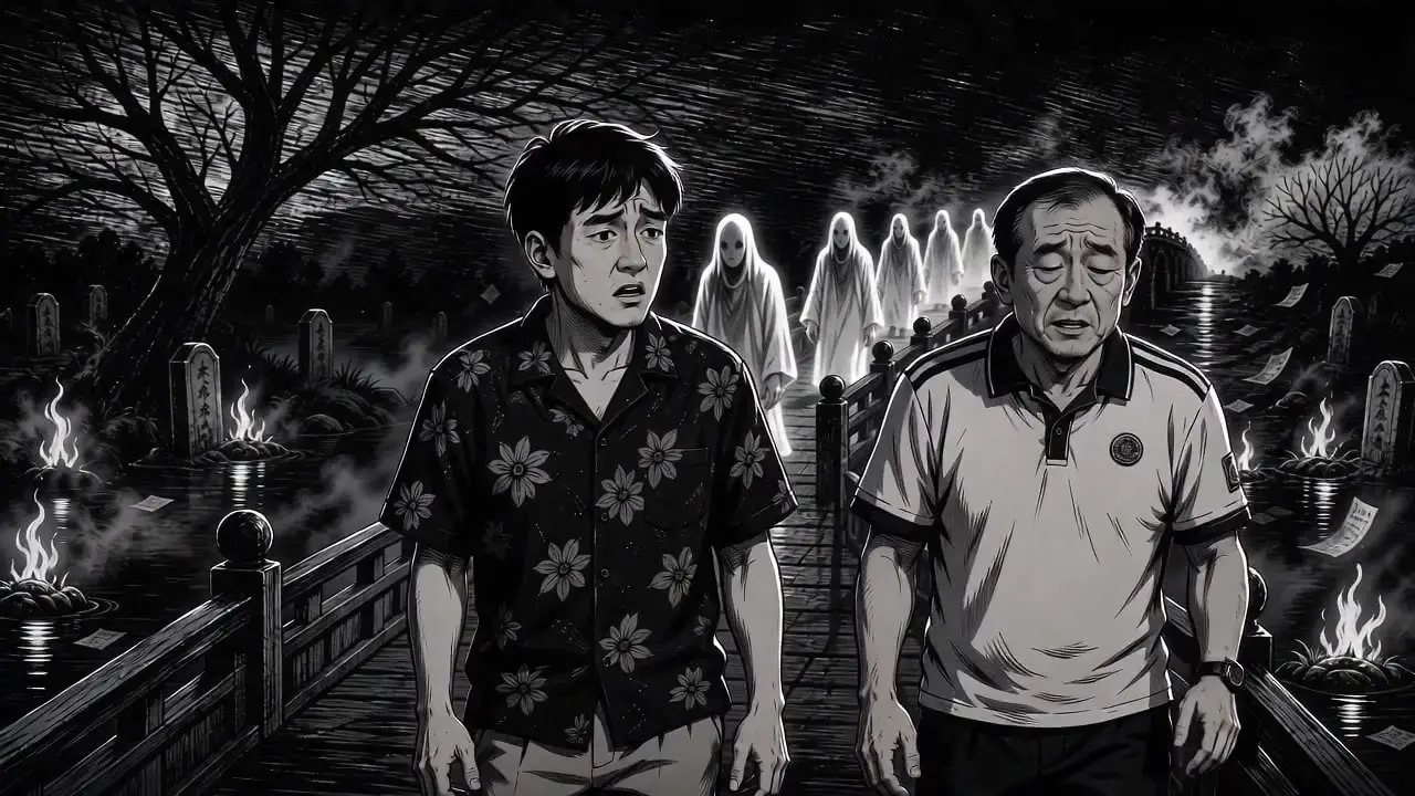 九五二七｜奈何桥·白发老人催促·三人跑出画