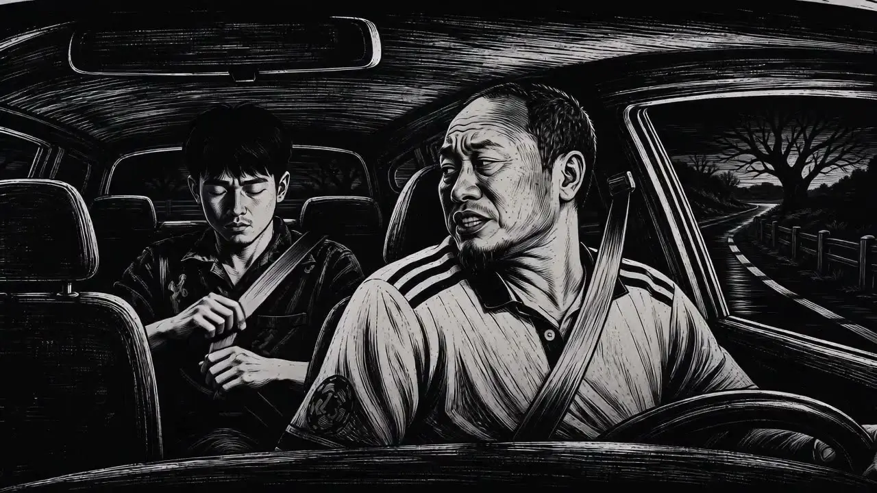九五二七｜S02｜木刻版画风视频｜司机叮嘱扣安全带