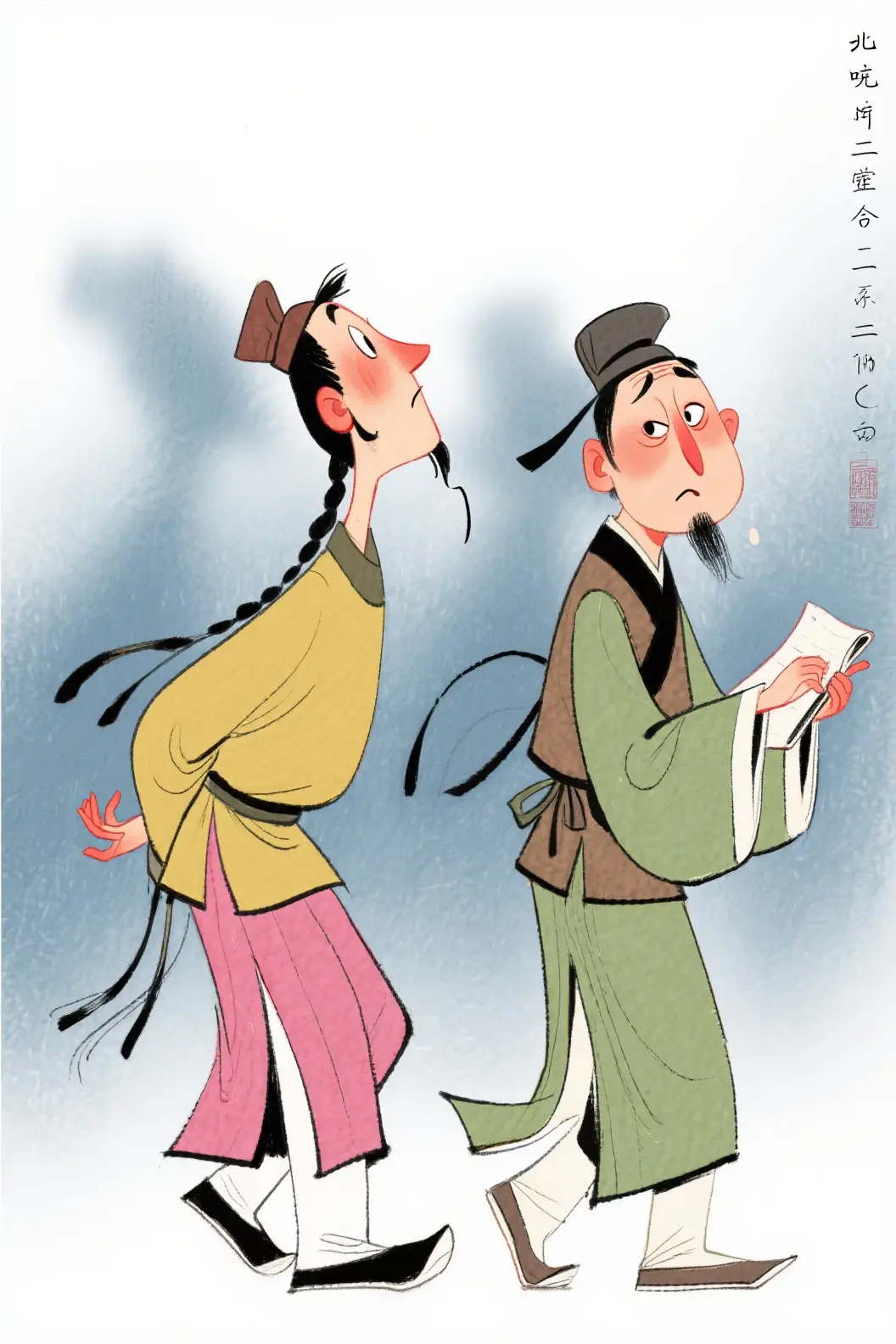 奇葩创作,唯一性!插画风格,高定风,景深,蓝灰色渐变磨砂肌理…