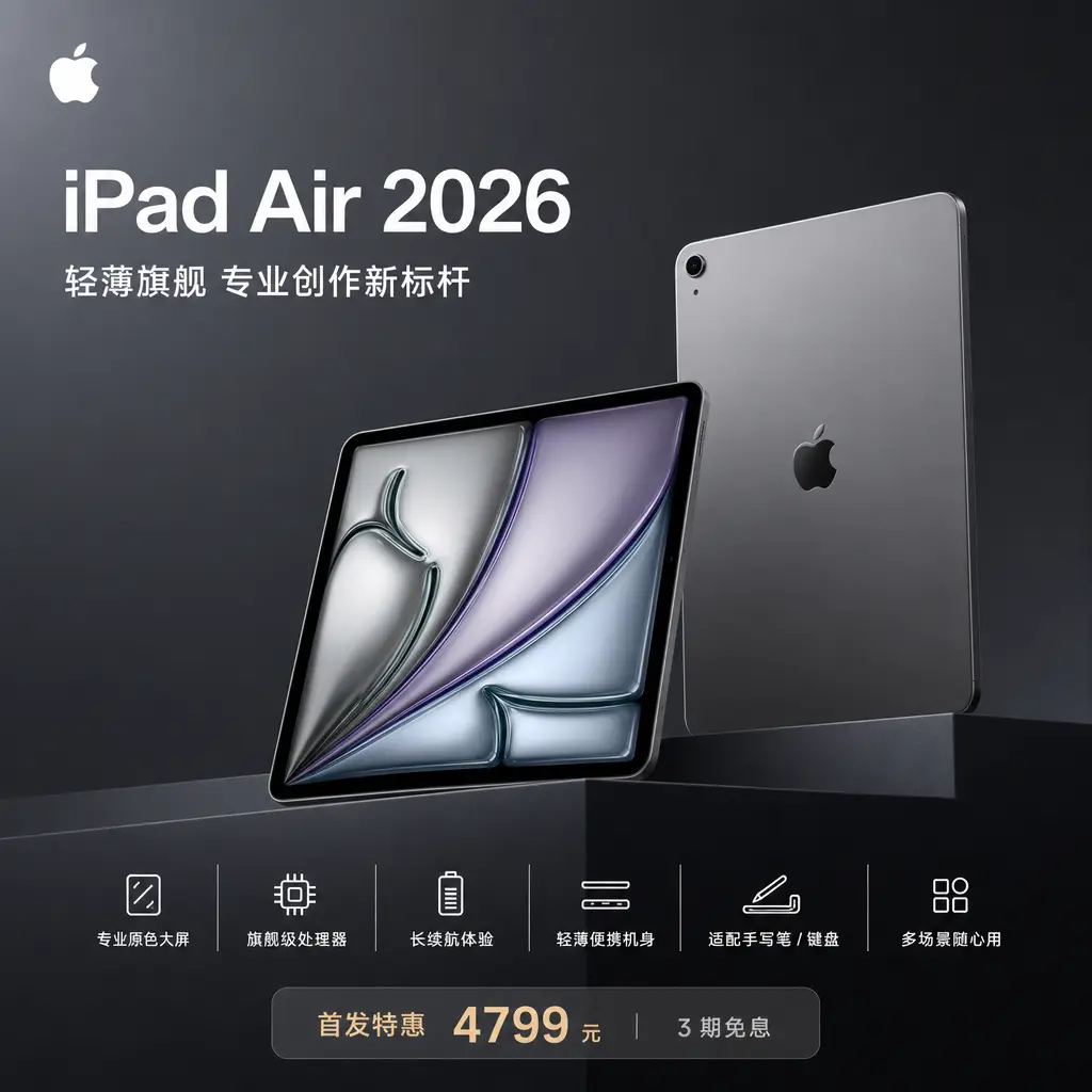 《 iPad air 》 纯黑极客风产品展示|通用主图