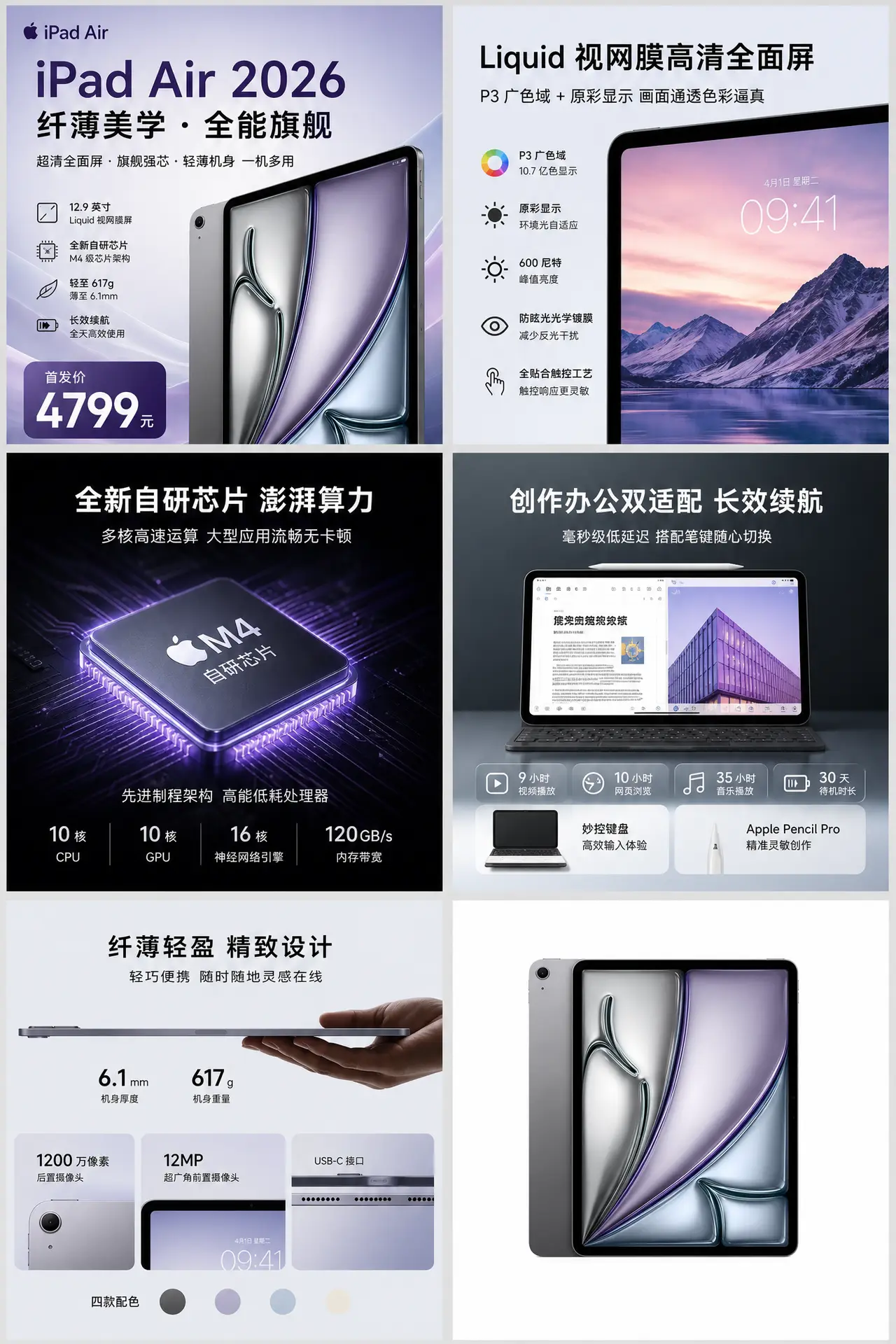 《 iPad air 》 纯黑极客风产品展示|全套主图模板