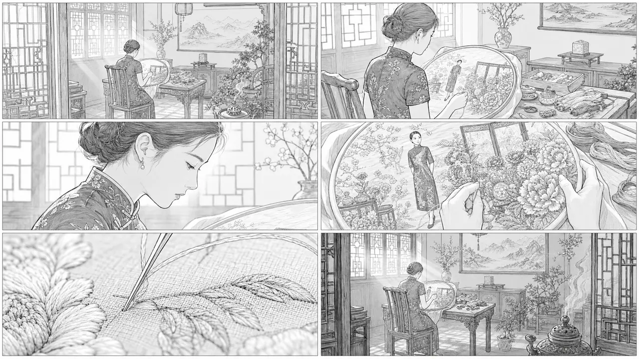 CHAO SHENG 潮生｜潮绣非遗高定丝巾广告｜图片节点 5