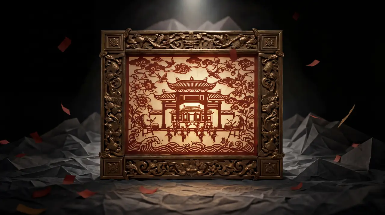 【一纸起英歌】|原创非遗剪纸画芯|潮阳祠堂文脉