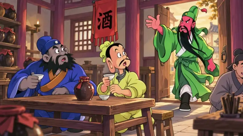 三国漫画-桃园三结义｜分镜5_关羽入酒馆结识