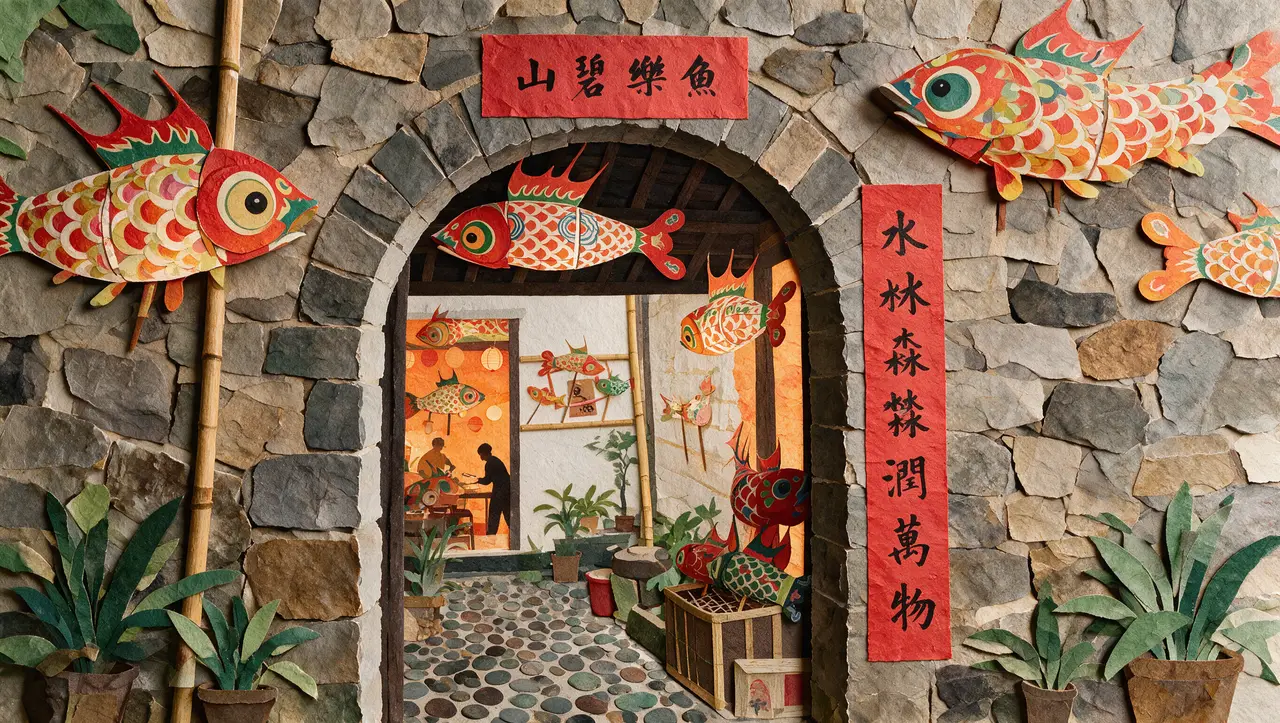 光耀徽州|关键帧04-鱼灯工坊门洞-中文提示词版