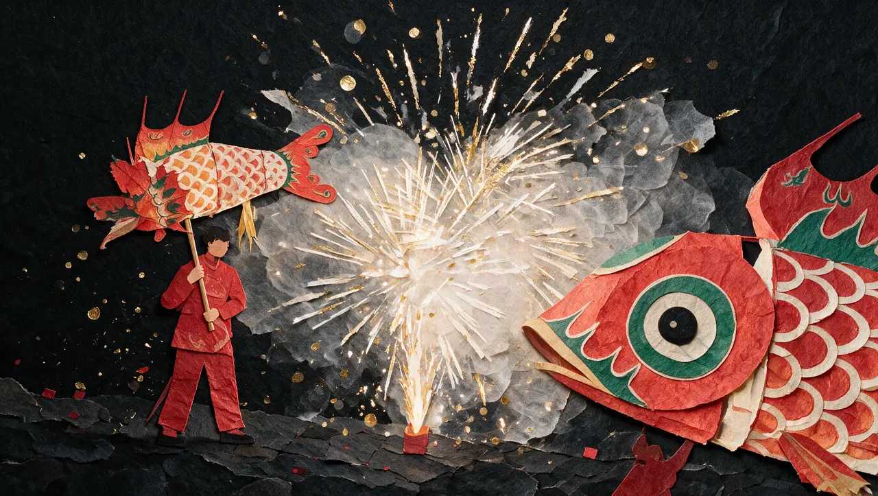 光耀徽州|关键帧15-烟火爆发持灯人鱼灯