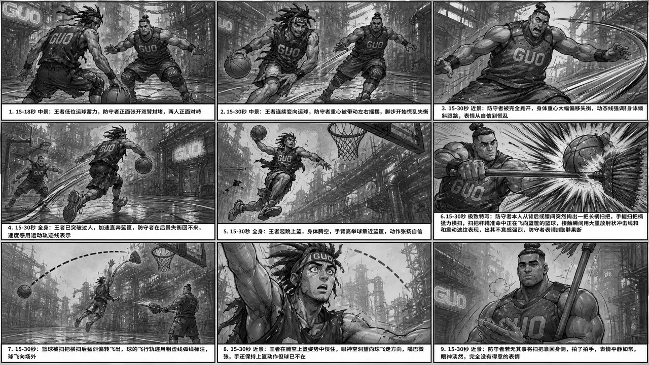 《公平篮球》-双城之战风格|九宫格2-Lib Image v3(15-30秒)防守者掏扫把特写