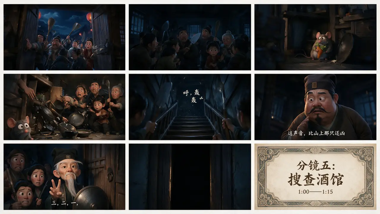 武松打”呼“|9宫格分镜-第五段:搜查酒馆