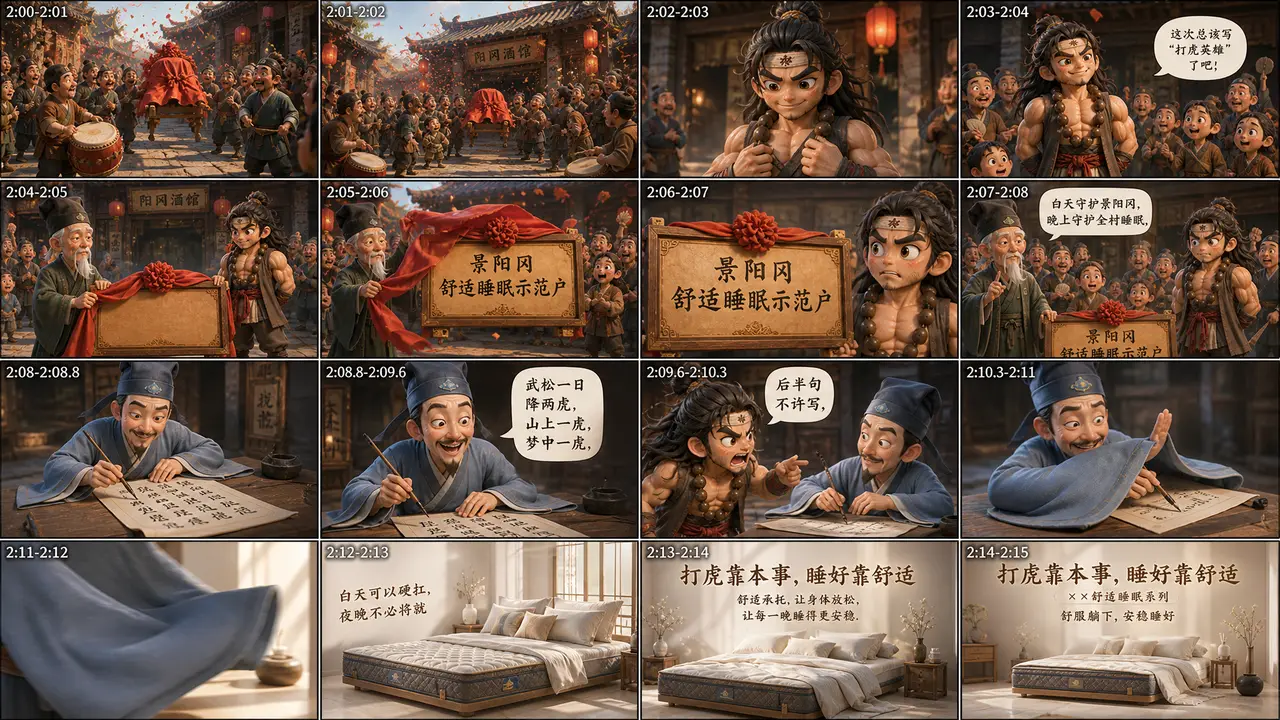 武松打”呼“|16宫格分镜九:舒适睡眠示范户(写实3D风格)