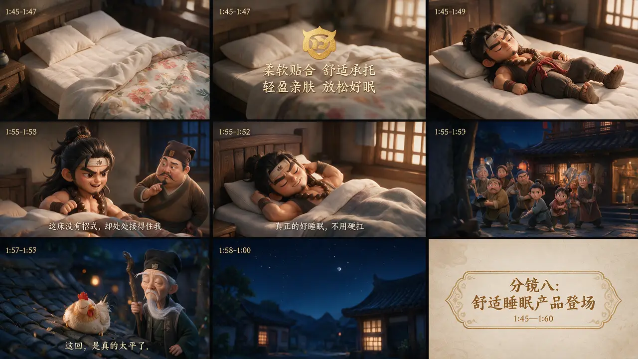 武松打”呼“|9宫格分镜-第八段:舒适睡眠产品登场