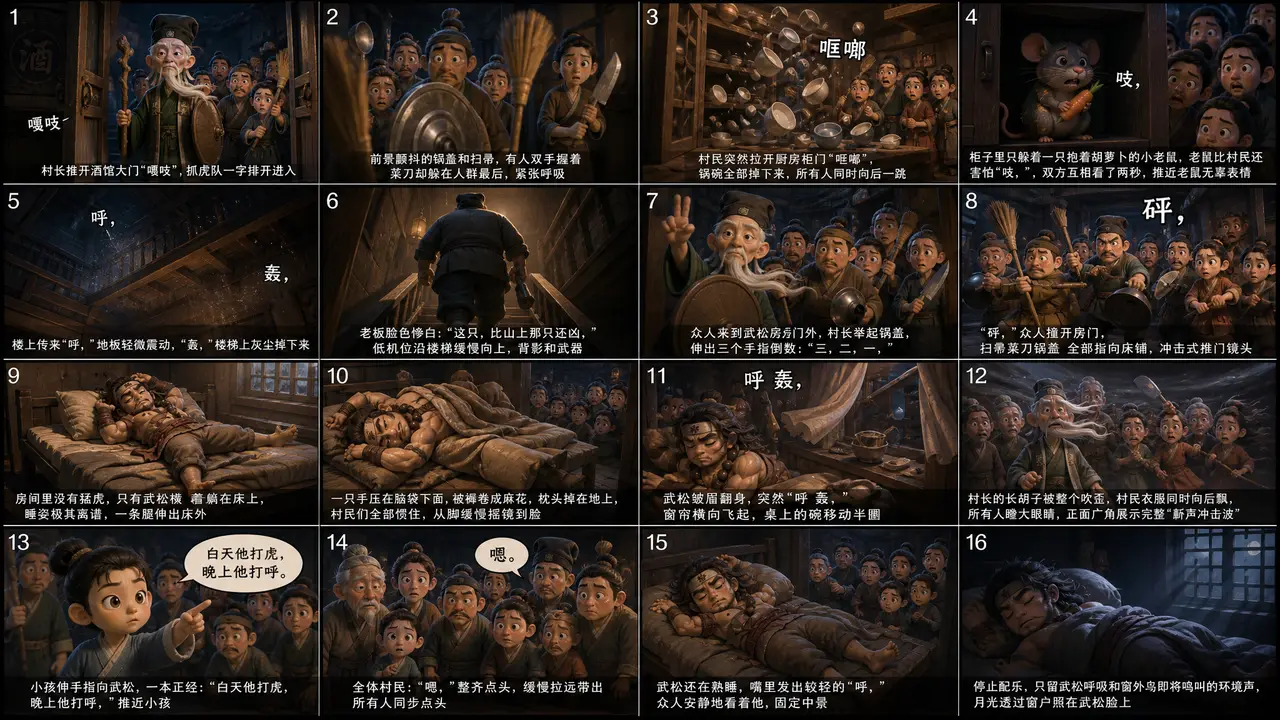 武松打”呼“|分镜三16宫格:真正的虎在床上