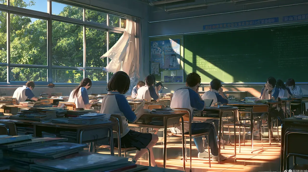 臆想之下|新海诚画风-高中教室校服学生夏日