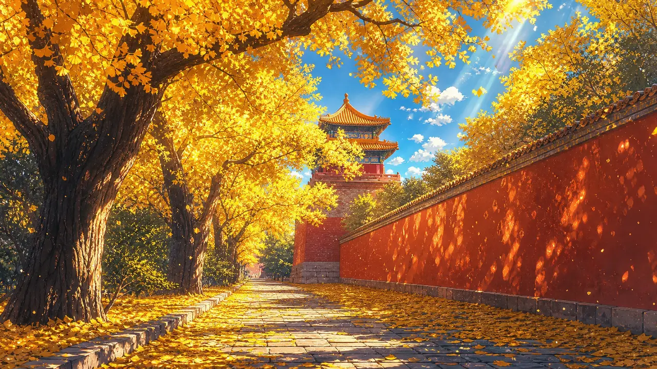 臆想之下|新海诚画风-故宫角楼秋日